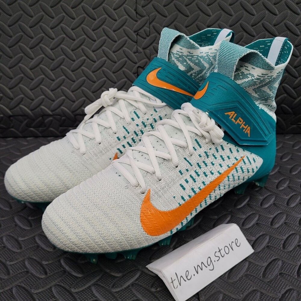 Nike Alpha Menace Elite 2 Football Cleats Miami Dolphins BV2077-108 Men's Sz 13 - Picture 2 of 8